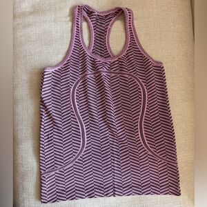 Lululemon Women’s Pink and Black Chevron Tank Top